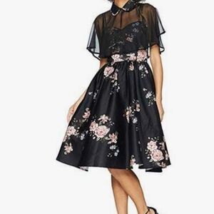 Elegant Black Floral Dress UNIQUE VINTAGE